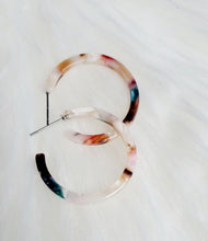Load image into Gallery viewer, Multi Color Acrylic Lightweight Geometric Resin Acetate Drop Hoop Earrings