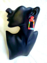 Load image into Gallery viewer, Multi Color Acrylic Dangle Square Geometric Drop Bohemian Earrings
