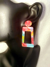 Load image into Gallery viewer, Multi Color Acrylic Dangle Square Geometric Drop Bohemian Earrings
