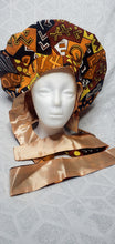 Charger l'image dans la galerie, Handmade Satin Bonnets – Haitian-Designed, African Kente Fabric