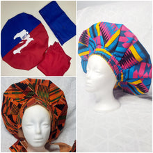 Charger l'image dans la galerie, Handmade Satin Bonnets – Haitian-Designed, African Kente Fabric