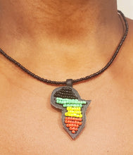 Load image into Gallery viewer, Africa Map Beaded Necklace – Rasta-Inspired Design