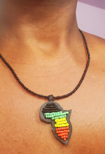 Load image into Gallery viewer, Africa Map Beaded Necklace – Rasta-Inspired Design