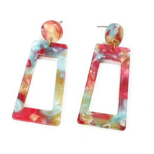 Load image into Gallery viewer, Multi Color Acrylic Dangle Square Geometric Drop Bohemian Earrings