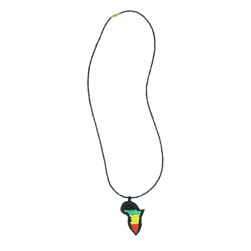Map /Continent of Africa Beaded Rasta Necklace