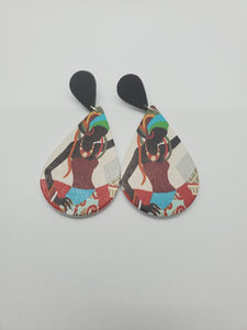 Round Wood lightweight Ethnic Painted Style African Earrings 37