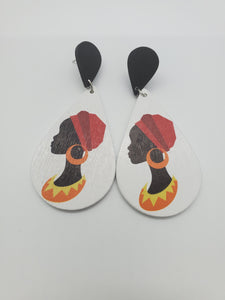 Round Wood lightweight Ethnic Painted Style African Earrings 40