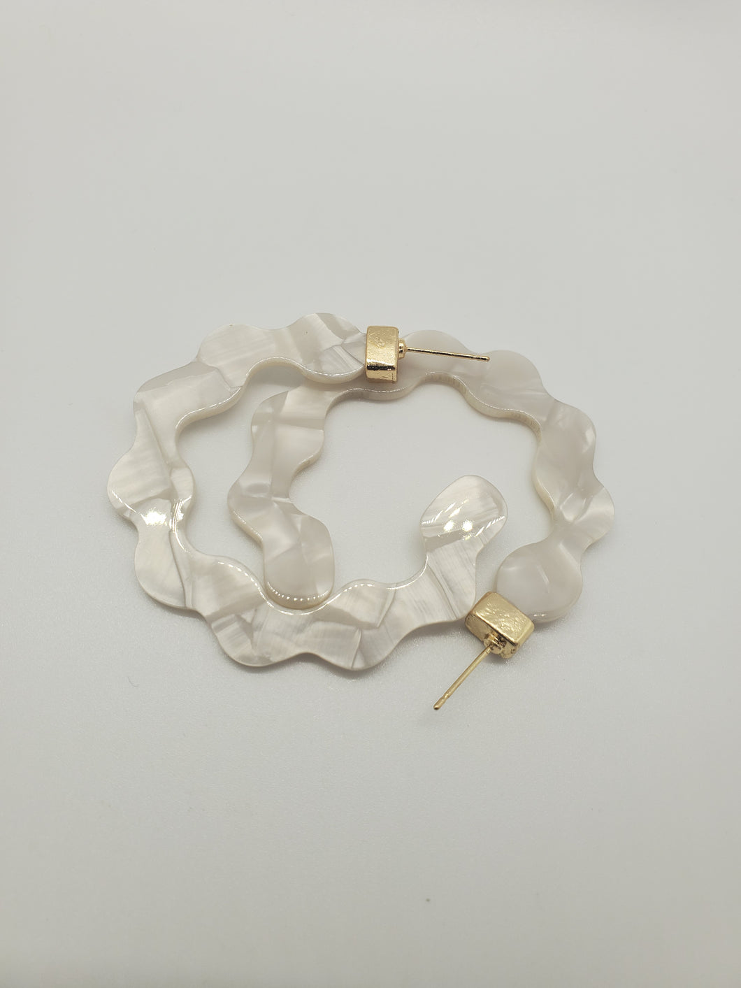 White Acrylic Lightweight Geometric Resin Acetate Drop Hoop Earrings