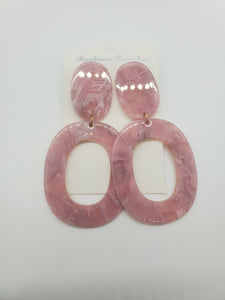 Light Pink Acrylic Lightweight Geometric Resin Acetate Drop Hoop Earrings