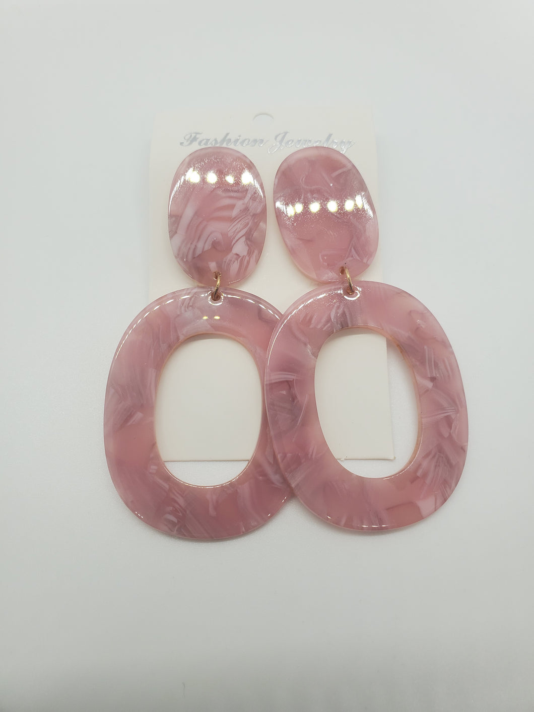 Light Pink Acrylic Lightweight Geometric Resin Acetate Drop Hoop Earrings