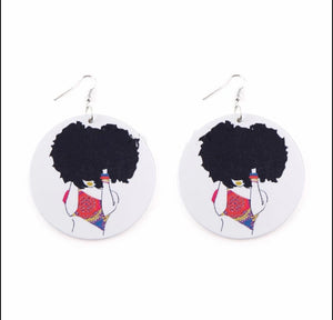 Round Wood lightweight Ethnic Painted Style African Earrings 13