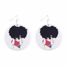 Load image into Gallery viewer, Round Wood lightweight Ethnic Painted Style African Earrings 13
