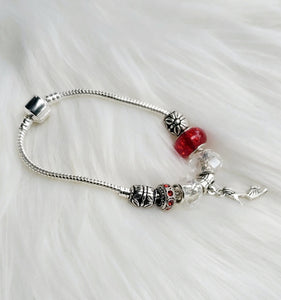 Handmade Red & Clear Snake Charm Bracelets