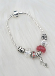 Handmade Red & Clear Snake Charm Bracelets