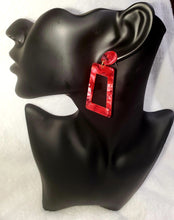 Charger l&#39;image dans la galerie, Red Acrylic Dangle Square Geometric Drop Bohemian Earrings
