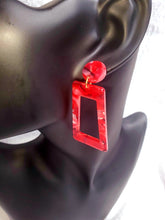 Charger l&#39;image dans la galerie, Red Acrylic Dangle Square Geometric Drop Bohemian Earrings
