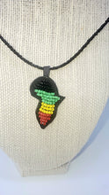 Load image into Gallery viewer, Map /Continent of Africa Beaded Rasta Necklace
