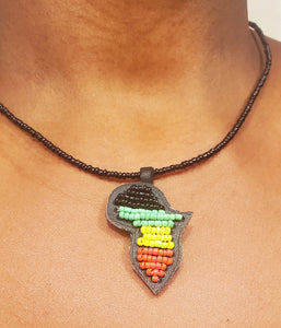 Map /Continent of Africa Beaded Rasta Necklace