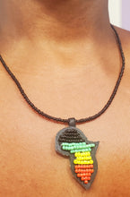 Load image into Gallery viewer, Map /Continent of Africa Beaded Rasta Necklace
