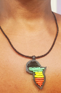 Map /Continent of Africa Beaded Rasta Necklace