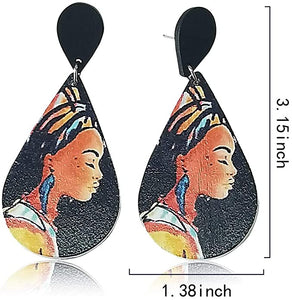 Round Wood lightweight Ethnic Painted Style African Earrings 38