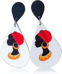 Round Wood lightweight Ethnic Painted Style African Earrings 40