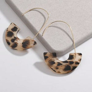 Leopard Acrylic  Resin Wire Dangle Earrings