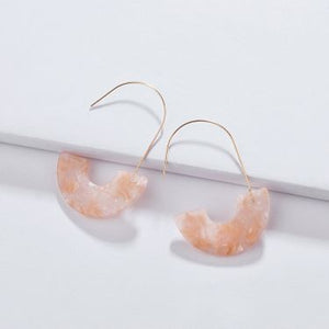 Light Pink Acrylic  Resin Wire Dangle Earrings