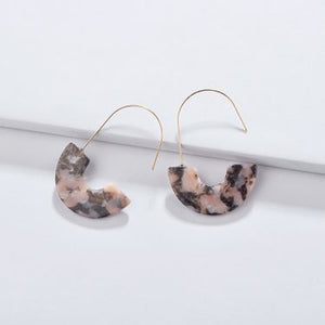 Pink & Brown Acrylic  Resin Wire Dangle Earrings