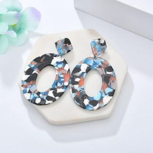 Light Blue Acrylic Lightweight Geometric Resin Acetate Drop Hoop Earrings