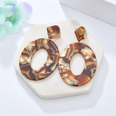 Gold Acrylic Lightweight Geometric Resin Acetate Drop Hoop Earrings