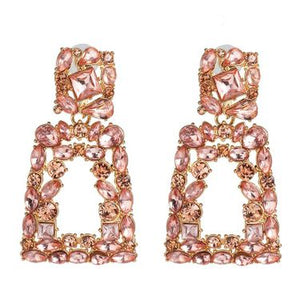 Rhinestone Rectangle Geometric Drop Dangle Fashion Earrings