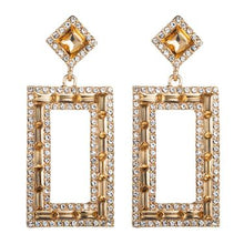 Charger l&#39;image dans la galerie, Fully Jeweled Elegant Geometric metal Rhinestone Earrings

