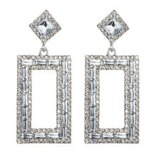 Charger l&#39;image dans la galerie, Fully Jeweled Elegant Geometric metal Rhinestone Earrings
