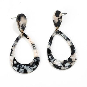 Black & White Acrylic Teardrop Resin Earrings