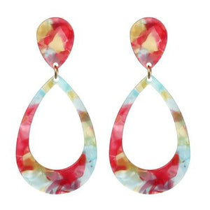 Multi Acrylic Teardrop Resin Earrings