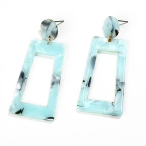 Blue Acrylic Dangle Square Geometric Drop Bohemian Earrings