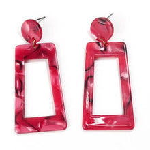 Charger l&#39;image dans la galerie, Red Acrylic Dangle Square Geometric Drop Bohemian Earrings
