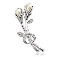 Load image into Gallery viewer, Floral Tulip Rhinestone Brooch Pin
