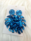 Load image into Gallery viewer, Dark Blue Acrylic Leaf Drop Earrings
