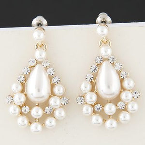 Pearl Beaded Diamond droplet earrings