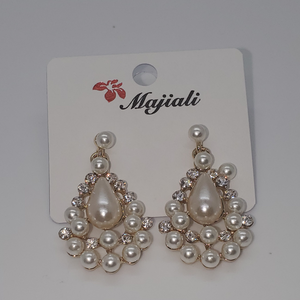 Pearl Beaded Diamond droplet earrings